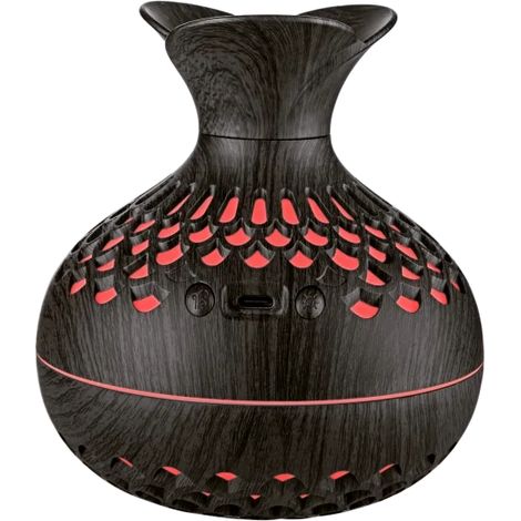 Humidificateur d'air 300 ml en forme de vase avec lumière LED (USB, aspect bois foncé) (1/5)