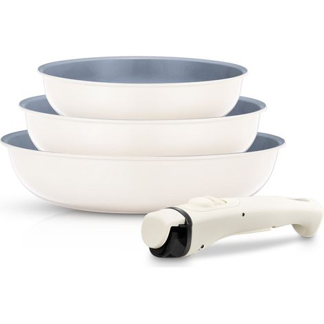 FOHERE Lot de 3 Poêles 20/24/28 cm avec Poignée Amovible