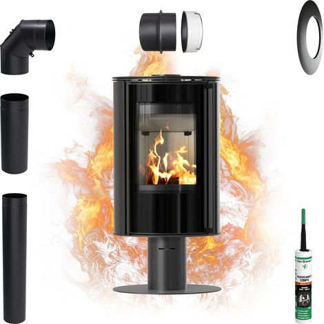 Freistehender Kaminofen KRATKI ERIK auf Bein 5,5 kW Ø150 Ökodesign Set (1/5)