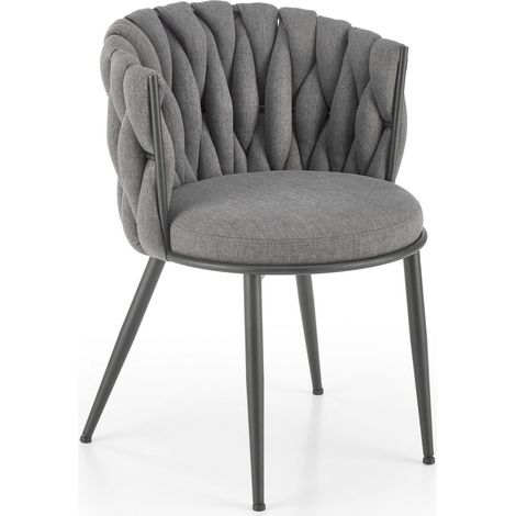 Chaise design en tissu gris avec structure en métal noir Closer (1/5)