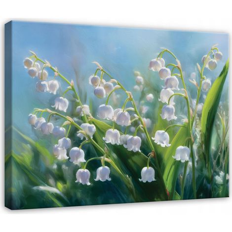 Peinture perles de neige fleurs nature champ pour chambre salon sur toile 120x80 (1/3)