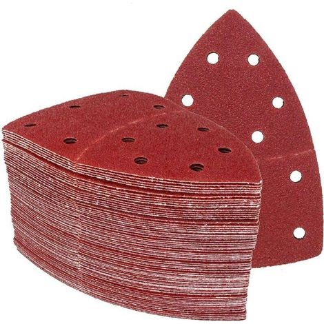 Triangles de Ponçage │ 60 pièces │ 11 trous │ 105 x 152 mm │ Mixpack (10 x grain 40/60/80/120/180/240 chacun) │ pour ponceuses multiples │ Feuilles Abrasives │ Papier Abrasif (1/4)