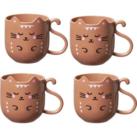 Vaso grueso para enjuague bucal, soporte para cepillo de dientes con base antideslizante, perfecto para amantes de los gatitos, vaso para lavarse los dientes (4 piezas) (1/4)