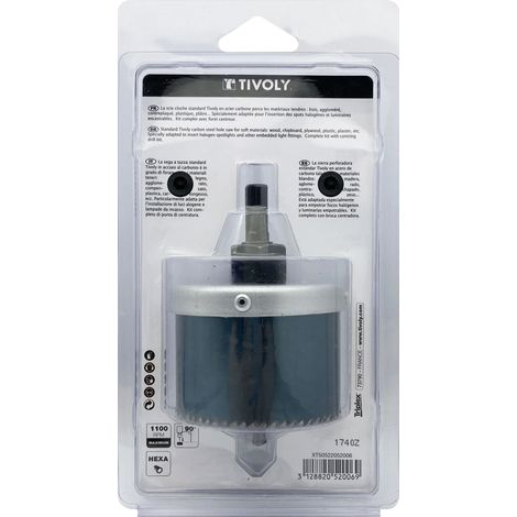 Tivoly • Sega a tazza HCS • 1 lama Ø68mm • Uso occasionale • Per forare legno tenero • Per forare intonaco
