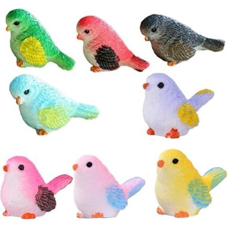 d'oiseaux Miniatures,16 pièces d'oiseaux en résine Modèles d'oiseaux Simulés Mini Oiseaux décoratifs Figurines pour décoration (1/4)
