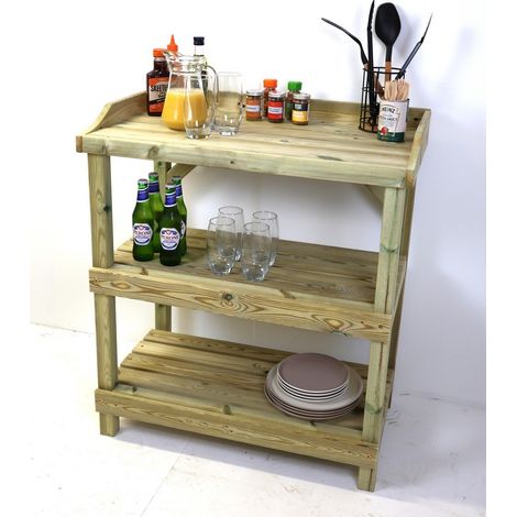 BBQ Prep Outdoor Table - L49 x W84 x H95 cm - Partially Assembled