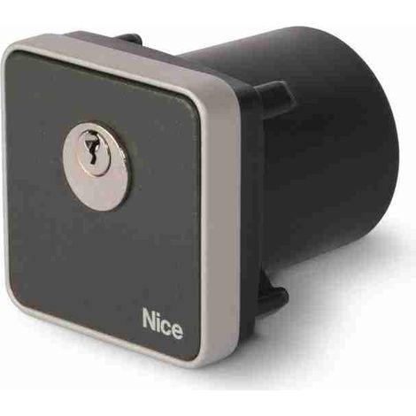 Nice – Sélecteur à clé à encastrer EKSI – Cylindre anti-effraction – Corps en métal – Pour motorisation de portail – Dimensions 70x66+13mm