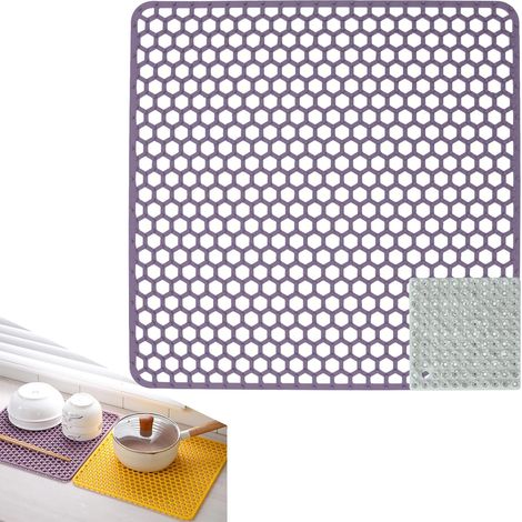 Viole Tapis de Protection en Silicone pour évier Cuisine, 34.5  34.5cm D'évier, D'évier Cuisine,avec Brosses Nettoyage,Pliables Résistants à la Chaleur Antidérapants - 30.5x30.5cm Violet'30.5x30.5cm V