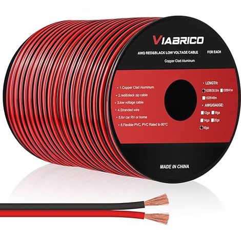 16AWG 2 x 1.3mm² 2 Core Power Cable 5V/12V/24V Copper Plated Aluminum Power Cable Flexible Soft Low Impedance (1/5)