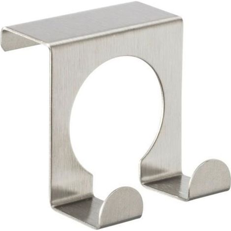 WENKO Crochet porte serviette double à suspendre, Porte Torchon Cuisine, Lot de 2, Acier inox, 5x5 cm, mat (1/4)
