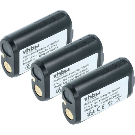 vhbw 3x Akku kompatibel mit Shure QLX-D, ULX-D, ULXD1, ULXD2, UR5 Digitales Funksystem, Taschensender (1300 mAh, 3,7 V, Li-Ion)