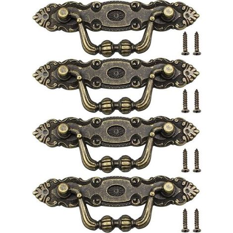 FLITI 4 Stück Vintage Schubladengriff Bronze Möbelgriff für Schranktür mit Schrauben