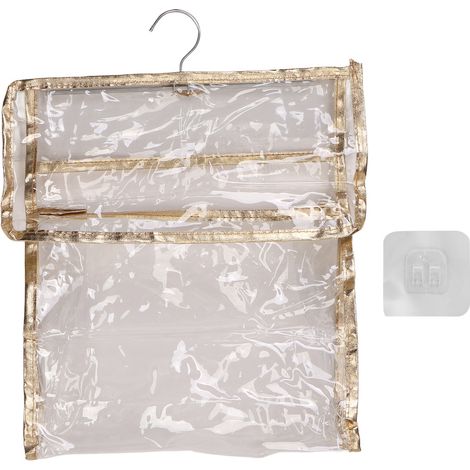 Trousse de toilette transparente imperméable à suspendre pour salle de bain, étanche et anti-poussière, idéale pour cosmétiques, sous-vêtements et rangement mural dans un dortoir. (1/5)