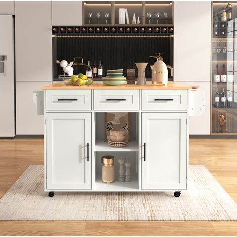 Mueble cocina con ruedas y almacenaje blanco OKMYHOME (1/5)