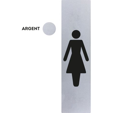 Plaque de porte Toilettes femmes verticales - Classique argent 170x45mm - 4321356