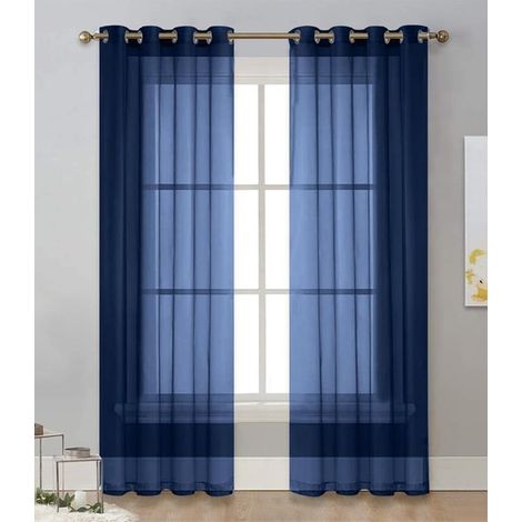 Transparente Gardinen – Fensterdekorationsset – Inneneinrichtung – Halbtransparentes Material – 2-teilig, 132 x 240 cm – Marineblau (1/5)