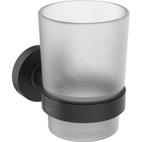 Gobelet à dentifrice IS Zahnputzbecher en verre satiné Silk Black (1/3)