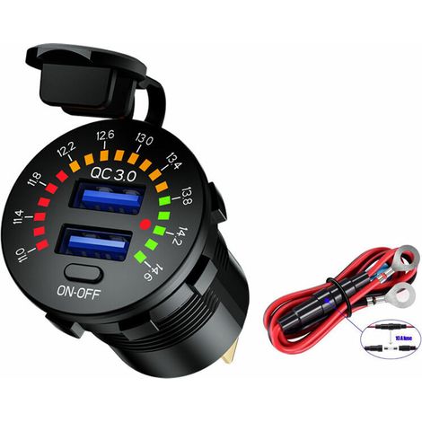 Quick Charge 3.0 USB Car Charger 12V/24V 36W, Dual QC3.0 Fast Charging Port, Suitable for Boats, Ships, Motorcycles, Trucks, Golf Carts (1/5)