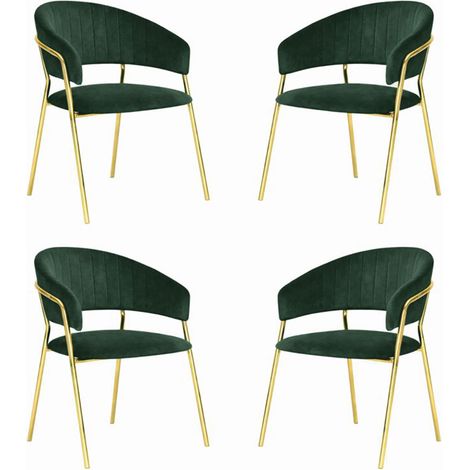 Sedie da sala da pranzo set da 4 Aurelia con schienale in velluto verde