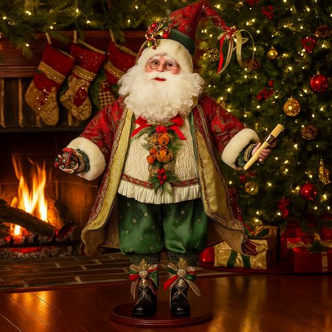 Pupazzo decorativo Babbo natale artigiano, decorazione natalizia da 65 cm (1/5)