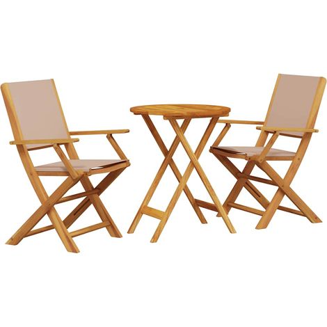 Maison Exclusive - 3-tlg. Bistro-Set Taupe Stoff und Massivholz (1/5)