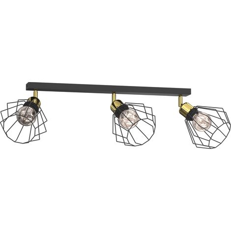 Plafonnier industriel réglable 3xE27 noir et doré Parkla Luminex (1/4)