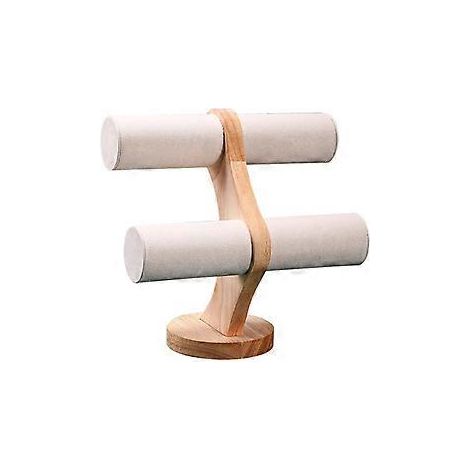 2-stöckiger Schmuckständer aus Massivholz, Aufbewahrungsständer für Armbänder und Uhren, 4-teilig (1/5)