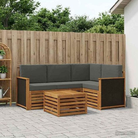 vidaXL Outdoor-Sofagarnitur 5 pcs Natur und Anthrazit 59 x 59 x 37 cm (1/5)