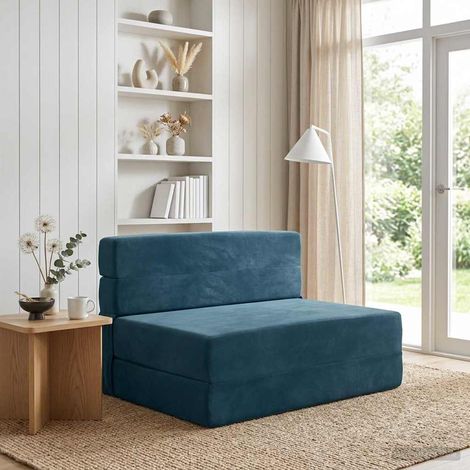 Canapé-lit pliable 2-en-1 en tissu polyester bleu 70 x 72 x 60 cm, 9.76kg - PANGIVO (1/5)