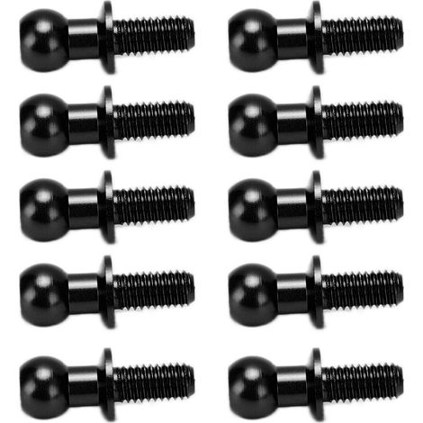 Lot de 10 biellettes de suspension à tête sphérique en métal pour voitures RC Tamiya TT01 et TT02 (noir) (1/5)