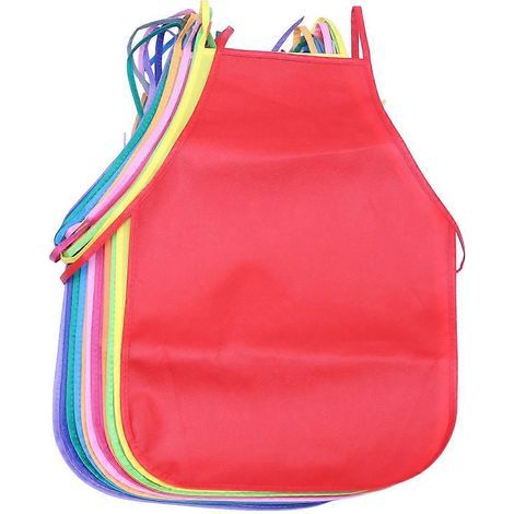 Lot de 12 tabliers d'artiste pour enfants, en tissu non tissé, jetables, pour les activités artistiques et de peinture en classe (rouge + vert + jaune clair + orange)-48.00X33.00X0.10CM (1/3)