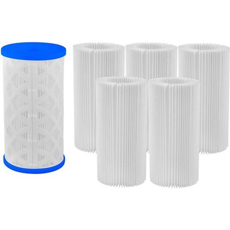 Cartouches de filtre pour piscine - Type A, C ou III - Pompes à filtre - Accessoires pour piscines hors-sol - Ensemble de remplacement type - Lot de 6 (1/5)