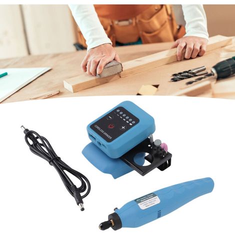 Mini amoladora inalámbrica de 6000 a 18000 RPM, 6 velocidades, máquina eléctrica portátil para amolar y tallar con salida USB tipo C, banco de trabajo y soporte. (1/3)