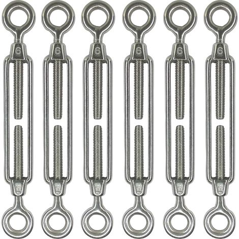 Satz mit 6 M6-Ösenspannern aus Edelstahl 304, Zubehör für Sonnensegel, verstärkte Kabelspannung, rostfrei, O-zu-O-Spanner (1/5)