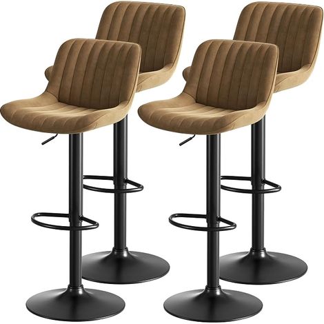 Tabourets de Bar,Lot de 4, Chaise de Cuisine Modernes, avec Dossier, pivotants et réglables en Hauteur, pour îlot et comptoir de Cuisine (1/5)