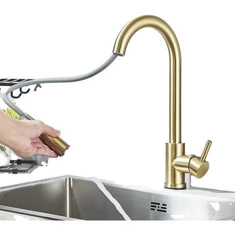 Grifo de cocina con caño flexible retráctil y mezclador de agua fría y caliente. (1/2)