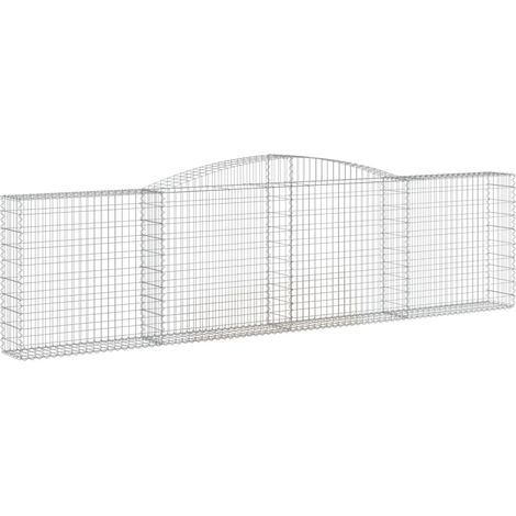 Cerca de jaula de gaviones Muro de contención arqueado 400 x 30 x 100/120 cm hierro galvanizado Plata 020040068