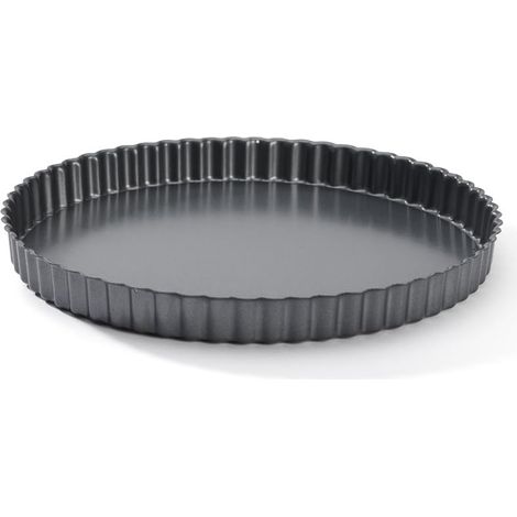 De Buyer Stampo Tortiera con Bordo Dritto scanalto e Fondo Removibile, cm 28, 4706.28, Acciaio Rivestito Antiaderente, Grigio, Diametro 28 cm (1/4)