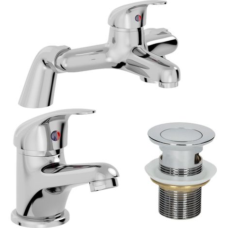 Bathroom Basin Mono Mixer Tap Bath Mixer Tap Waste Chrome (1/5)