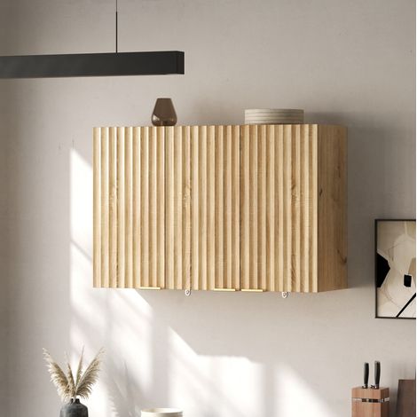 Wand-Küchenschrank mit 3 Türen, 90 x 29 x 60 cm, MDF Natur HAVRYA (1/5)