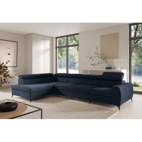 Ecksofa Schlafsofa Sofa TORONTO XL Stoff Element Blau Ottomane Links (1/4)