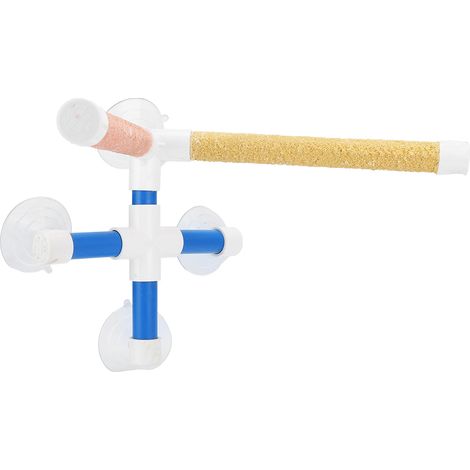 Perchoir de douche pour perroquets avec quatre ventouses et revêtement givré. Jouet pour oiseaux. (1/5)