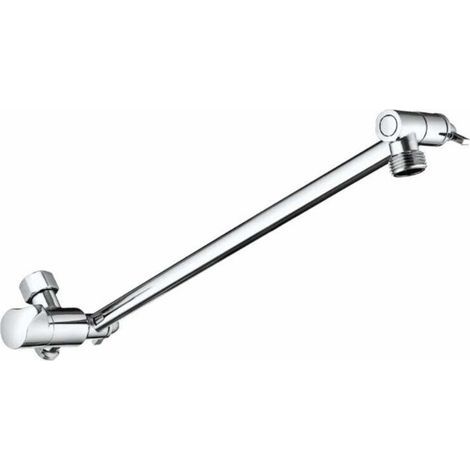 Bras d'extension pour pommeau de douche réglable matériel de rallonge pour bras de douche en laiton de montage mural en nickel brossé,28cm,argent (1/2)