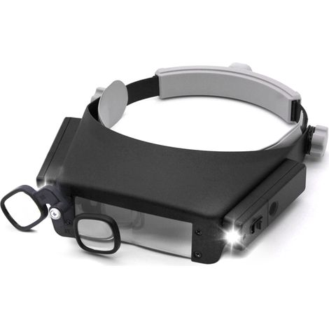 Loupe frontale FISHTEC X1.5 a X17 4 Lentilles 2 LEDs Visiere Orientable Bandeau (1/5)