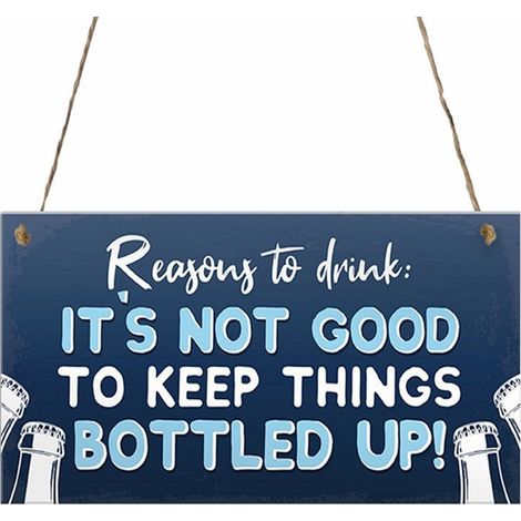 Bar Sign - Rustic Wooden Wall Sign with Metal Frame - For Bar Counter Kitchen Living Room Wall Decoration - 30 x 20 cm - 1 Piece (1/5)
