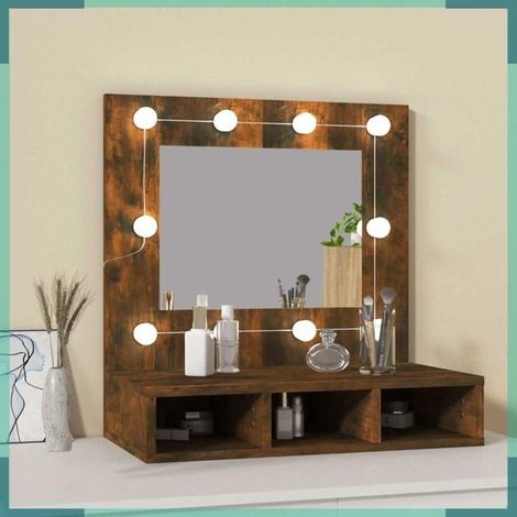 Armoire à miroir - 820454 - Chêne fumé - LED - 60x31,5x62 cm (1/5)