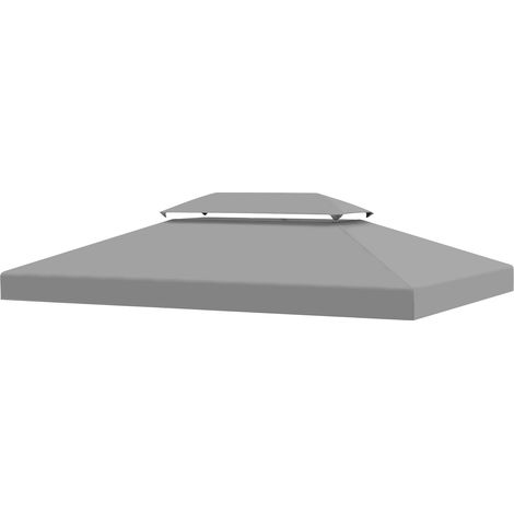 Tetto di Ricambio Impermeabile per Gazebo da Giardino 4x3m in Poliestere  Grigio