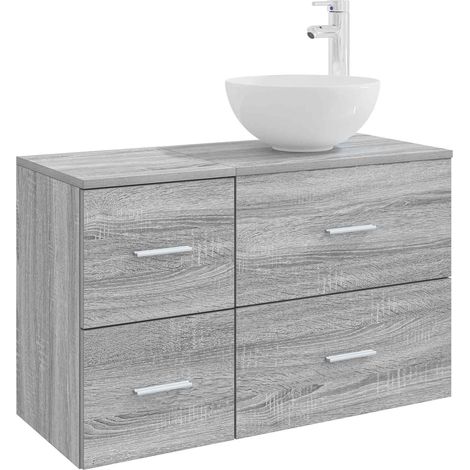 Juego de muebles de baño 2 pcs Sonoma gris Madera de ingeniería vidaXL