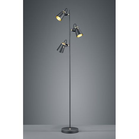 Minimale Stehlampe 3 verstellbare Kegel Edward H160 cm Schwarz und Gold Trio Lighting (1/2)