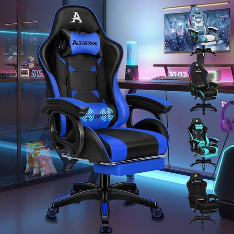 Gaming-Stuhl mit 2-Punkt-Massage, ergonomisch, höhenverstellbar, Blau Xavier (1/5)